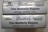 Weatherby 7mm W.M. Weatherby Magnum Unprimed Brass 2 Boxes Total 40pcs. NEW IN BOX - 1 of 5