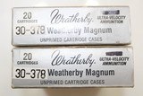 Weatherby 30-378 W.M. Weatherby Magnum Unprimed Brass 2 Boxes Total 40pcs. NEW IN BOX - 1 of 6