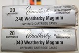 Weatherby .340 W.M. Weatherby Magnum Unprimed Brass 2 Boxes Total 40pcs. NEW IN BOX - 1 of 5
