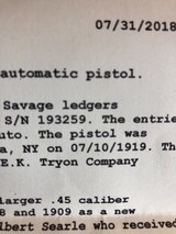Savage 1907 32 cal auto/w letter - 5 of 9