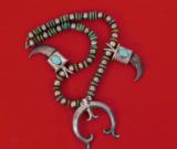 Early Navajo Bear Claw, Turquoise and Silver Necklace - 11 of 14