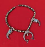 Early Navajo Bear Claw, Turquoise and Silver Necklace - 1 of 14