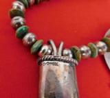 Early Navajo Bear Claw, Turquoise and Silver Necklace - 6 of 14