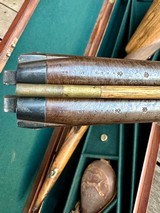 Cased WESTLEY RICHARDS 15 Bore Double Percussion Sporting Gun with RARE 26” Factory Barrels and Accessories - 6 of 14