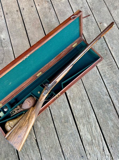 Cased WESTLEY RICHARDS 15 Bore Double Percussion Sporting Gun with RARE 26” Factory Barrels and Accessories