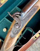 Cased WESTLEY RICHARDS 15 Bore Double Percussion Sporting Gun with RARE 26” Factory Barrels and Accessories - 2 of 14