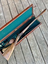 Cased WESTLEY RICHARDS 15 Bore Double Percussion Sporting Gun with RARE 26” Factory Barrels and Accessories - 1 of 14