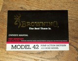 Original BROWNING owner's manual for Model 42 shotgun - 1 of 1