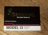 BROWNING genuine factory Model 12, 28 gauge owner's manual - 1 of 1