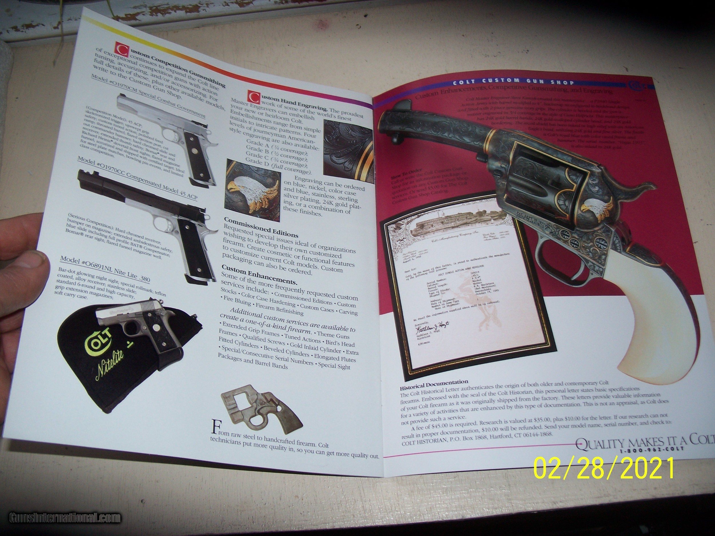 COLT full size color catalog, early 1990's.