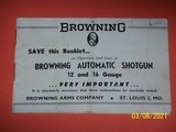 Browning manual for Automatic Shotgun, 12 and 16 gauge - 1 of 1