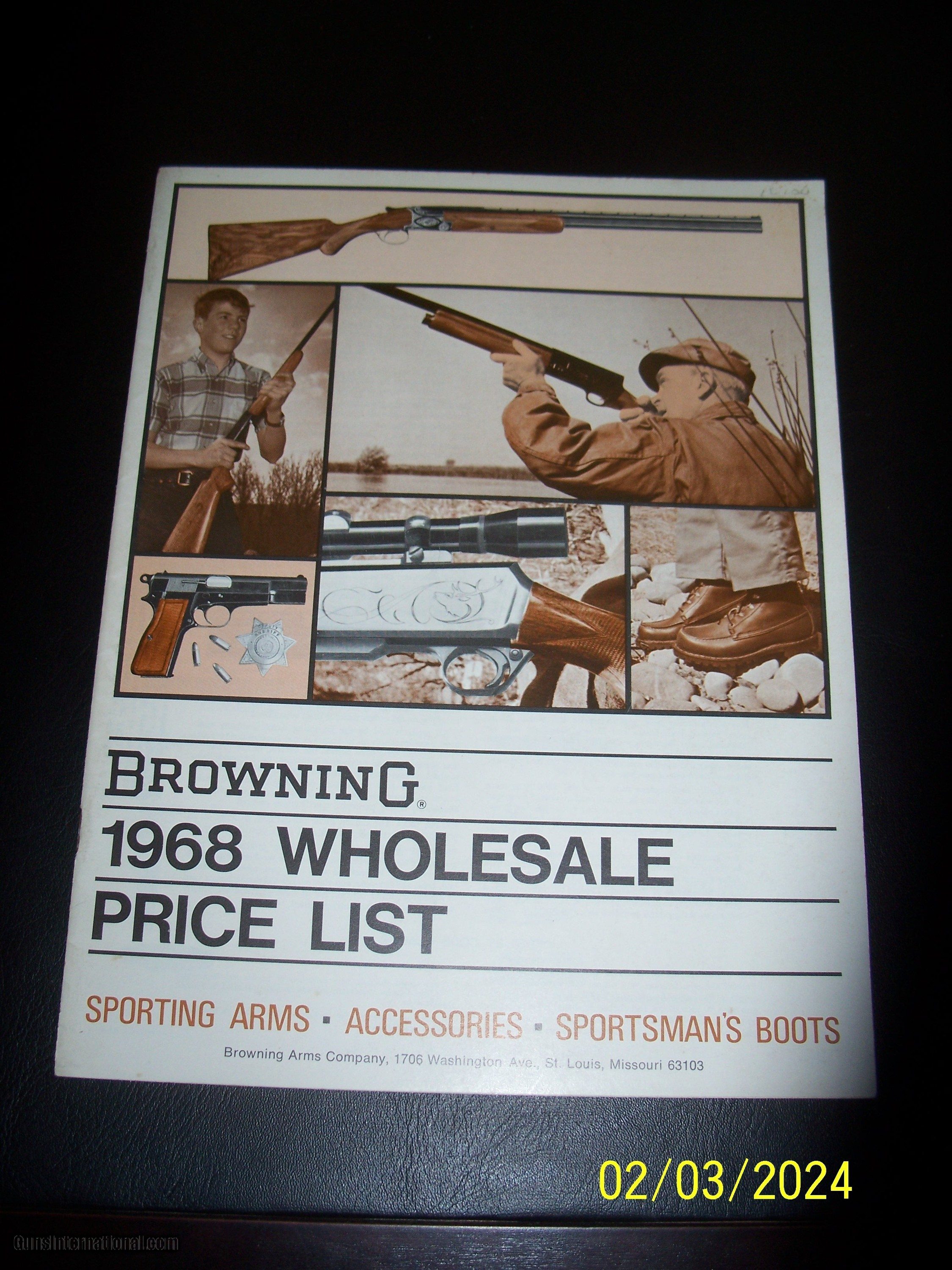 BROWNING 1968 full size catalog and price list
