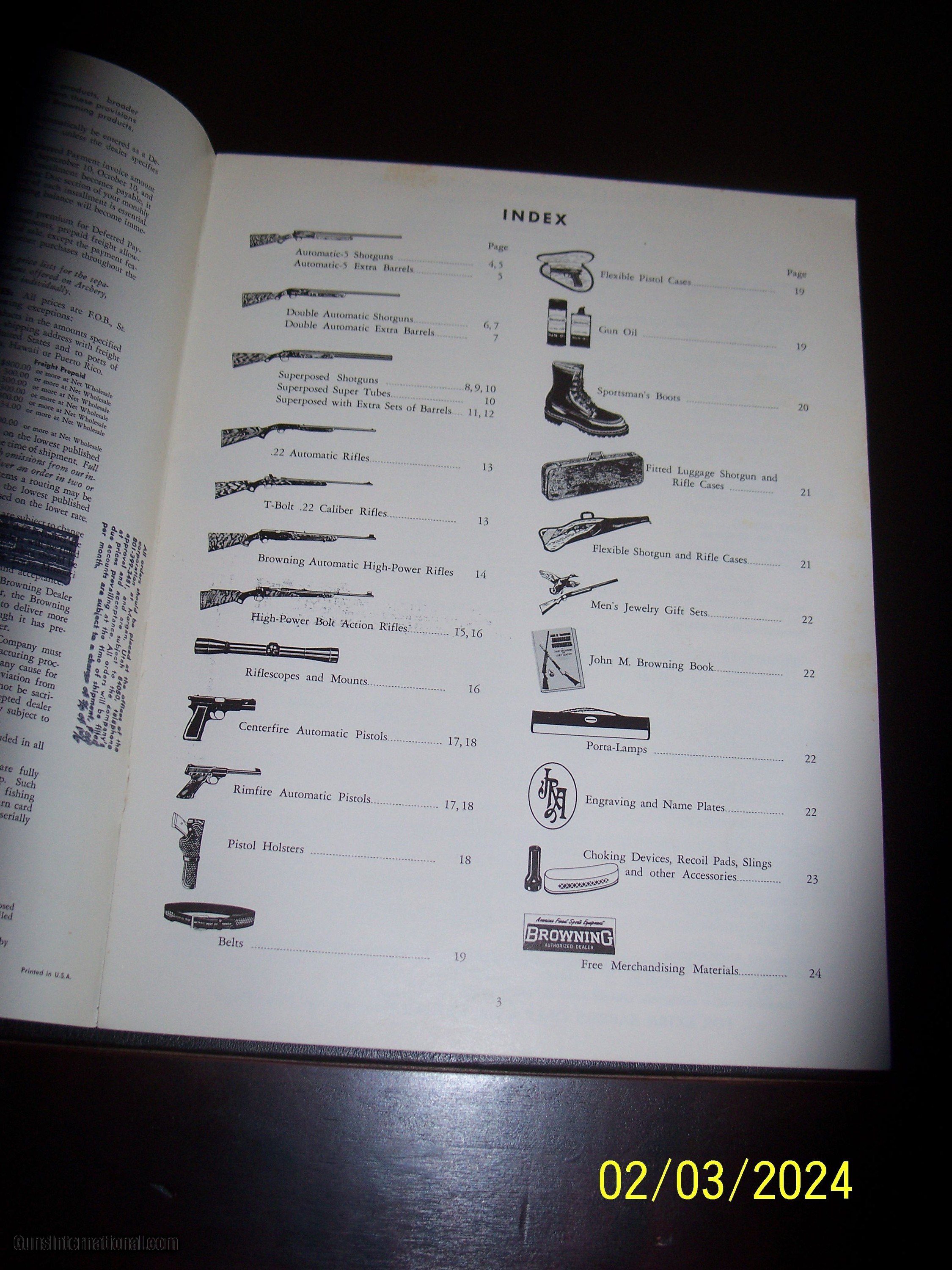 BROWNING 1968 full size catalog and price list