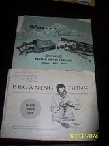 BROWNING parts & service price lists 1961 and 1968