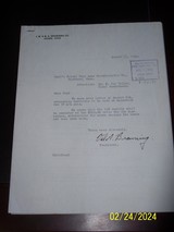 VAL BROWNING signed letter to COLT 1941