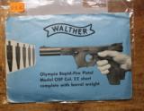 Original Factory Walther Olymia Rapid Fire Pistol Model OSP Manual NOT a Reproduction - 1 of 8