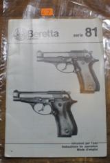 Original Factory Beretta serie 81 Pistol Manual NOT a Reproduction - 1 of 9