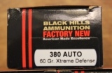 100 rounds of Black Hills 380 Auto 60 Grain Extreme Defense Handgun or Pistol Ammunition - 2 of 6