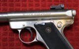 Ruger MKII Target .22LR caliber pistol. Stainless target model with adjustable rear sight Bull Barrel - 14 of 25