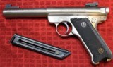 Ruger MKII Target .22LR caliber pistol. Stainless target model with adjustable rear sight Bull Barrel - 2 of 25