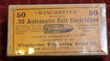 Winchester .32 Automatic Colt Cartridges 50 Round Box Vintage. Appears Unopened - 1 of 11