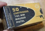 Century 7.63 MM Mauser Pistol 50 Cartridges in box. Appears Unopened. - 8 of 10