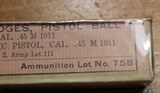 Frankford Arsenal Cal .45 M 1911 Sealed Box of 20 Round Dated 2-8-39 - 3 of 13
