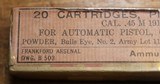 Frankford Arsenal Cal .45 M 1911 Sealed Box of 20 Round Dated 2-8-39 - 2 of 13