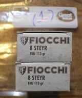Fiocchi Ammunition 8mm Roth-Steyr 113 Grain Full Metal Jacket 2 Boxes of 50 or 100 Rounds - 1 of 7