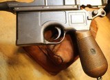 Mauser C96 BroomHandle Pistol Pre-War Commercial w Shoulder Stock and Leather Holster marked 1918 - 21 of 25