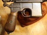 Mauser C96 BroomHandle Pistol Pre-War Commercial w Shoulder Stock and Leather Holster marked 1918 - 20 of 25