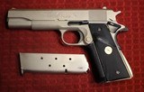 Colt 1911 E Nickel Series 70 45 ACP Matching Mag Factory Colt Pachmayr Signature Grips - 2 of 20