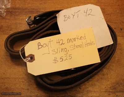 WW2 USGI Original U.S. WWII M1907 Leather Sling marked Boyt 42 With Steel Hooks
