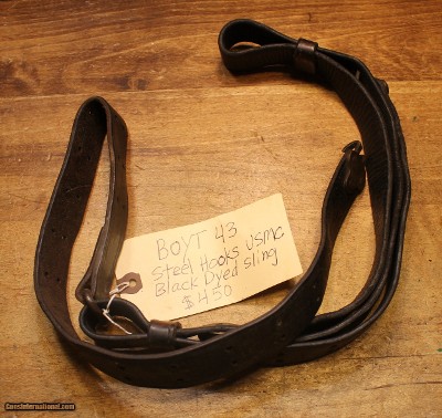 WW2 USGI Original U.S. WWII M1907 Leather Sling marked Boyt 43 Dyed Black Marine ?