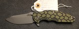 Rick Hinderer Knives Jurassic Flipper 3.25" S35VN Working Finish Spear Point Blade, Black/Green G10 Handle - 1 of 25