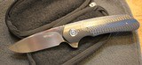 WF Steenkamp Custom Nomad Flipper 3.375" Blade, Carbon Fiber Handles Knife with Zirconium Bolsters