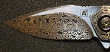 A2 Knives Custom A6 Midi Premium Liner Lock Flipper Damascus Knife by three masters - 4 of 25