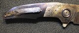 A2 Knives Custom A6 Midi Premium Liner Lock Flipper Damascus Knife by three masters - 7 of 25
