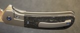 Pena Custom Knives X-Series Lanny's Clip Flipper Knife Marble CF/Ti (3.25" Stonewash) - 16 of 25
