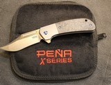 Pena Custom Knives X-Series Lanny's Clip Flipper Knife Marble CF/Ti (3.25" Stonewash) - 1 of 25