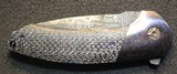 Peter Carey Custom Deluxe Cure Flipper 3-Alloy Black Timascus, Blue-Silver Carbon-Fiber, Norris Stainless Damascus - 16 of 25