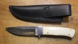 Jim Craig Damascus Fixed Blade w Bone Handle w Sheath Custom Knife - 2 of 25