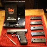 Heckler & Koch H&K P7 PSP 9mm w Matching Box w 5 Factory Magazines dated 1985 - 1 of 20
