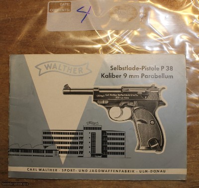 OEM Owners Manual Walther Automatic Pistol Model P 38 P 1 NOT Reproduction