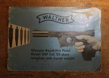 OEM Walther Olympia Model OSP Pistol Manual NOT a Reproduction