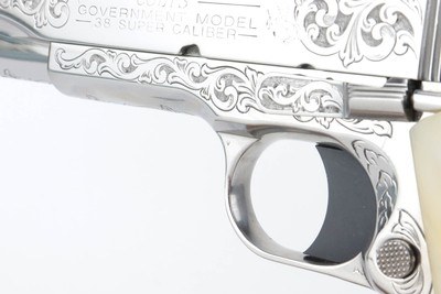 Engraved, Nickeled Colt Government Model Series 80 - .38 Super - Image 12 of 17