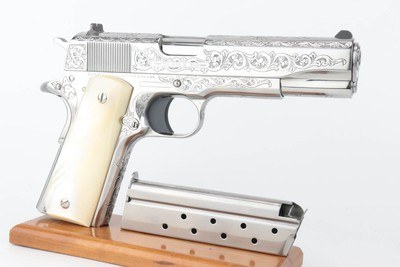 Engraved, Nickeled Colt Government Model Series 80 - .38 Super - Image 4 of 17
