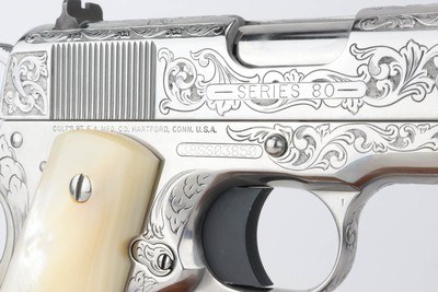 Engraved, Nickeled Colt Government Model Series 80 - .38 Super - Image 14 of 17