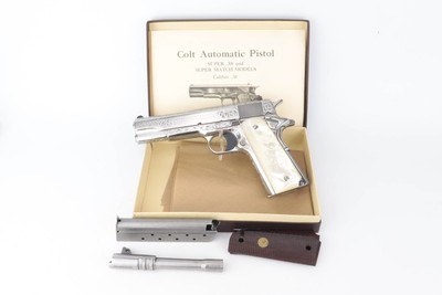 Engraved, Nickeled Colt Government Model Series 80 - .38 Super - Image 1 of 17