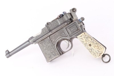 Beautiful, Engraved Mauser Bolo Model 1921 - Ivory Grips - Image 1 of 13